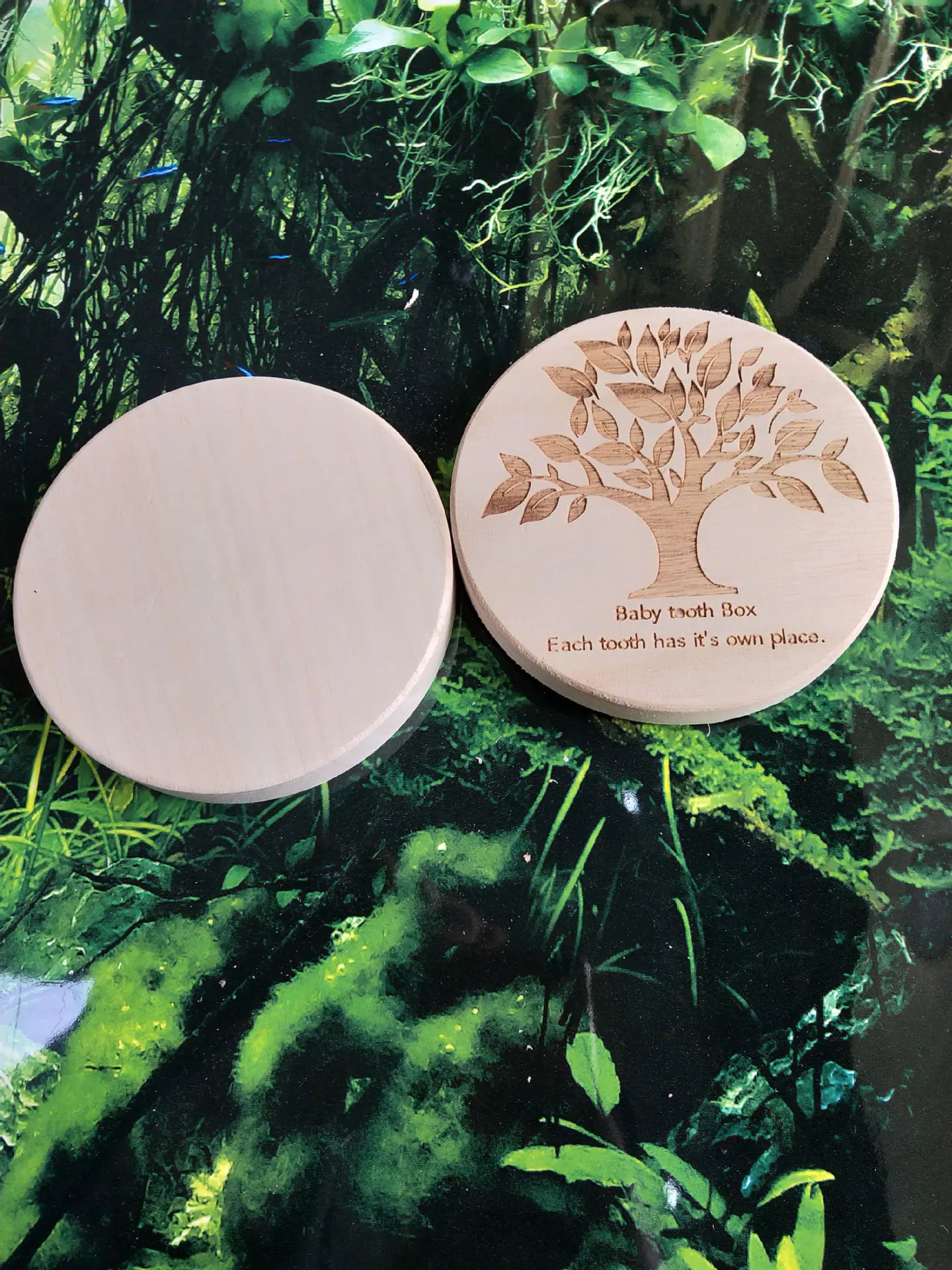 Wooden Baby Tooth and Hair Collection Box (Round)