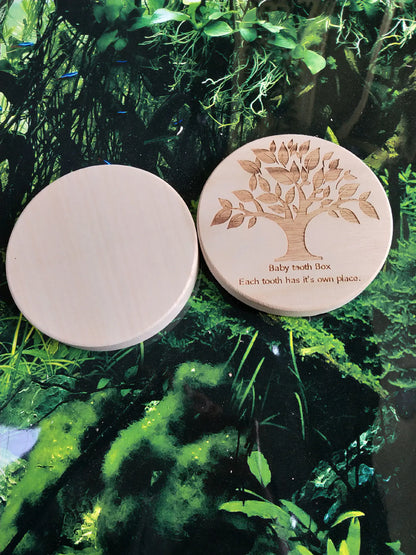 Wooden Baby Tooth and Hair Collection Box (Round)