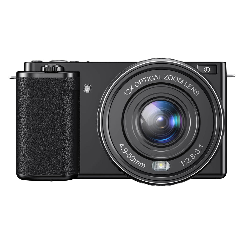 Cameras for Photography4K 64MP Digital Camera12X Optical Vlogging Camera for YouTubeOne Button Point and Shoot Digital CameraAuto-Focus Video CameraTravel Camera with 64G TF Cards for Beginners
