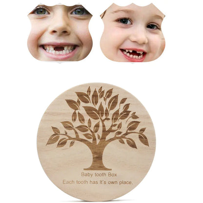 Wooden Baby Tooth and Hair Collection Box (Round)
