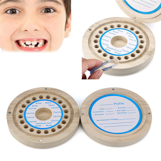 Wooden Baby Tooth and Hair Collection Box (Round)