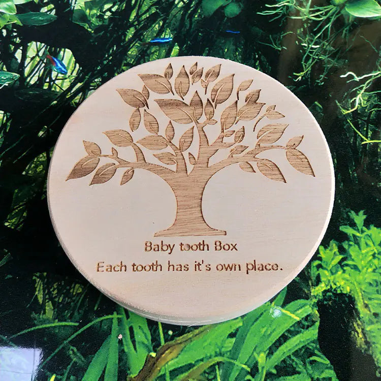 Wooden Baby Tooth and Hair Collection Box (Round)