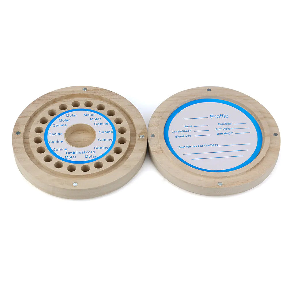 Wooden Baby Tooth and Hair Collection Box (Round)