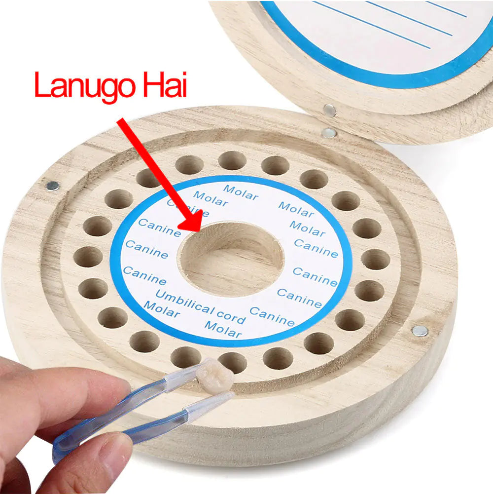 Wooden Baby Tooth and Hair Collection Box (Round)